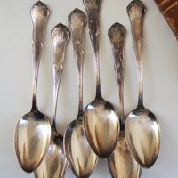 Set of six vintage tablespoons | Vintage silver plated tablespoons | Vintage engraved spoons | Vintage alpacca silver tablespoons