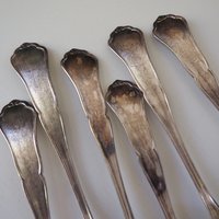 Set of six vintage tablespoons | Vintage silver plated tablespoons | Vintage engraved spoons | Vintage alpacca silver tablespoons