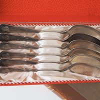 Set of six vintage tablespoons | Vintage silver plated tablespoons | Vintage engraved spoons | Vintage alpacca silver tablespoons