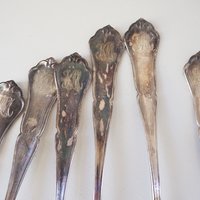 Set of six vintage tablespoons | Vintage silver plated tablespoons | Vintage engraved spoons | Vintage alpacca silver tablespoons