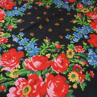 Vintage floral scarf | Floral scarf with a fringe | Vintage wool scarf | Vintage wool shawl | Russian floral scarf