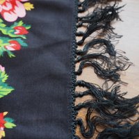 Vintage floral scarf | Floral scarf with a fringe | Vintage wool scarf | Vintage wool shawl | Russian floral scarf