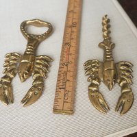 Vintage brass bottle opener set | Lobster bottle openers | Brass bottle openers | Vintage bottle openers | Brass wine bottle openers