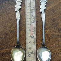 Set of nine vintage teaspoons | Vintage alpacca silver teaspoons | Mismatched teaspoons | Rose teaspoon set | Vintage alpacca teaspoons