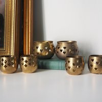 Vintage tea light holder sets | Heart candleholders | Vintage brass tea light holders | Brass tealight holders | Candleholder sets
