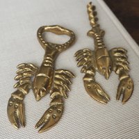 Vintage brass bottle opener set | Lobster bottle openers | Brass bottle openers | Vintage bottle openers | Brass wine bottle openers