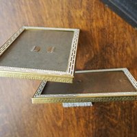 Set of two vintage brass photo frames | Brass and white photo frames 7x10 cm | Vintage Danish picture frames | Vintage frame set