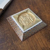 Vintage ashtray | Mosaic inlay ashtray | Brass ashtray | Mosaic ashtray