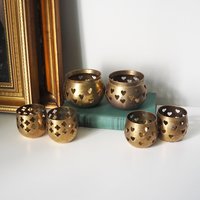 Vintage tea light holder sets | Heart candleholders | Vintage brass tea light holders | Brass tealight holders | Candleholder sets