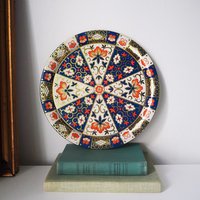 Vintage serving tray | Small vintage tin tray | Round floral tray | Retro tray | Floral vintage tray