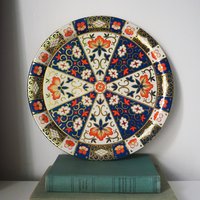 Vintage serving tray | Small vintage tin tray | Round floral tray | Retro tray | Floral vintage tray