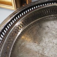 Set of two vintage silver plated trays | Vintage trays with a raised edge | Silver plated serving trays with a cutout rim