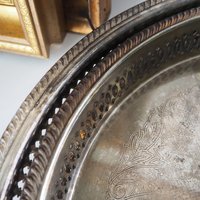 Set of two vintage silver plated trays | Vintage trays with a raised edge | Silver plated serving trays with a cutout rim