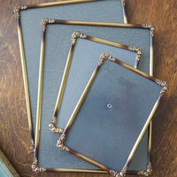Set of four vintage photo frames | Vintage brass picture frames | Set of four floral vintage frames | Matching vintage frames