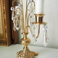 Vintage crystal candelabra | Vintage two arm candelabra | Gold plated candelabra | Vintage candelabra
