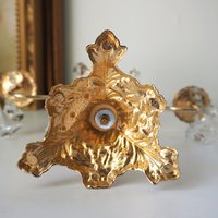 Vintage crystal candelabra | Vintage two arm candelabra | Gold plated candelabra | Vintage candelabra