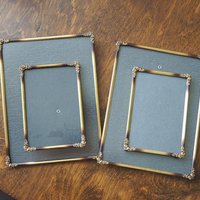 Set of four vintage photo frames | Vintage brass picture frames | Set of four floral vintage frames | Matching vintage frames