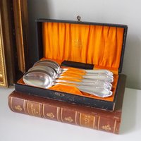 Set of six vintage tablespoons | Vintage silver plated tablespoons | Vintage tablespoon set | Vintage alpacca silver spoons