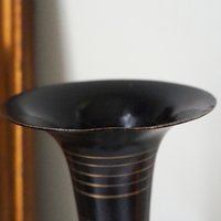 Vintage brass vase | Black brass vase | Etched floral brass vase black | Tall brass and black vase