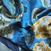 Vintage silk scarf | Floral silk scarf | Light green silk scarf | Large vintage silk scarf | Thai silk scarf | Floral silk scarf