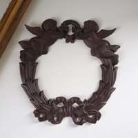 Vintage cast iron wreath | Angel wreath | Cast iron wreath | Vintage Christmas wreath | Cherub wreath | Vintage Christmas decor