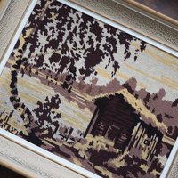 Vintage needlepoint wall art | Landscape needlepoint | Scandinavian wall art | Needlepoint wall hanging | Scenery needlepoint