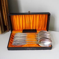 Set of six vintage tablespoons | Vintage silver plated tablespoons | Vintage tablespoon set | Vintage alpacca silver spoons