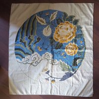 Vintage silk scarf | Floral silk scarf | Light green silk scarf | Large vintage silk scarf | Thai silk scarf | Floral silk scarf