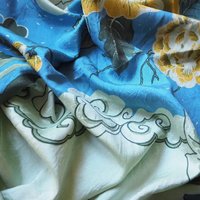 Vintage silk scarf | Floral silk scarf | Light green silk scarf | Large vintage silk scarf | Thai silk scarf | Floral silk scarf