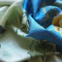 Vintage silk scarf | Floral silk scarf | Light green silk scarf | Large vintage silk scarf | Thai silk scarf | Floral silk scarf