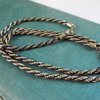 Vintage twist rope necklace and bracelet | Silver tone necklace and bracelet set | Rope chain necklace | Twist rope necklace | Matching set