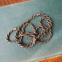 Vintage twist rope necklace and bracelet | Silver tone necklace and bracelet set | Rope chain necklace | Twist rope necklace | Matching set