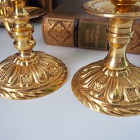 Vintage candlestick holders | Gold plated crystal candlestick holders | Mismatched vintage candlestick holders | Crystal candlestick holder
