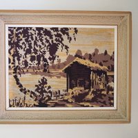 Vintage needlepoint wall art | Landscape needlepoint | Scandinavian wall art | Needlepoint wall hanging | Scenery needlepoint