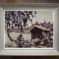 Vintage needlepoint wall art | Landscape needlepoint | Scandinavian wall art | Needlepoint wall hanging | Scenery needlepoint