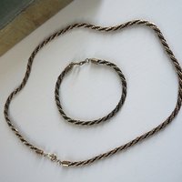 Vintage twist rope necklace and bracelet | Silver tone necklace and bracelet set | Rope chain necklace | Twist rope necklace | Matching set