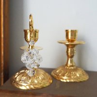 Vintage candlestick holders | Gold plated crystal candlestick holders | Mismatched vintage candlestick holders | Crystal candlestick holder