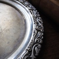 Vintage alpacca silver tray | Alpacca silver platter | Vintage serving tray | Engraved silver tray | Made in Finland