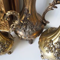 Set of three vintage vases | Brass tone pitchers | Italian brass tone vases | Made in Italy | Vintage pitchers