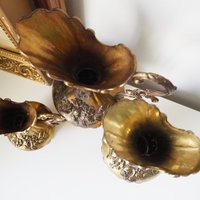 Set of three vintage vases | Brass tone pitchers | Italian brass tone vases | Made in Italy | Vintage pitchers