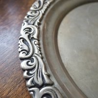 Vintage alpacca silver tray | Alpacca silver platter | Vintage serving tray | Engraved silver tray | Made in Finland
