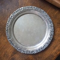 Vintage alpacca silver tray | Alpacca silver platter | Vintage serving tray | Engraved silver tray | Made in Finland
