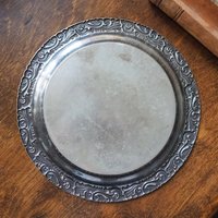 Vintage alpacca silver tray | Alpacca silver platter | Vintage serving tray | Engraved silver tray | Made in Finland