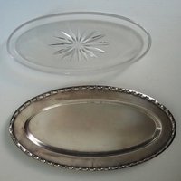 Vintage alpacca silver trinket dish | Alpacca silver and crystal dish | Alpacca silver trinket dish | Crystal dish