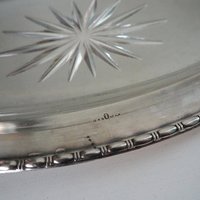 Vintage alpacca silver trinket dish | Alpacca silver and crystal dish | Alpacca silver trinket dish | Crystal dish