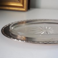 Vintage alpacca silver trinket dish | Alpacca silver and crystal dish | Alpacca silver trinket dish | Crystal dish