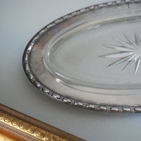 Vintage alpacca silver trinket dish | Alpacca silver and crystal dish | Alpacca silver trinket dish | Crystal dish