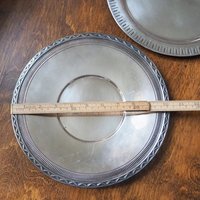 Set of two vintage alpacca silver trays | Mismatched vintage silver trays | Vintage silver plated plates | Alpacca silver platters