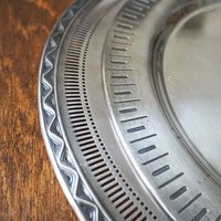 Set of two vintage alpacca silver trays | Mismatched vintage silver trays | Vintage silver plated plates | Alpacca silver platters