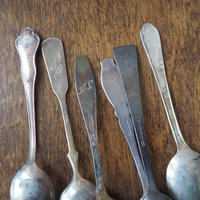 Set of six vintage coffee spoons | Small vintage spoons | Mismatched vintage spoons | Vintage coffee spoon set | Vintage alpacca spoons
